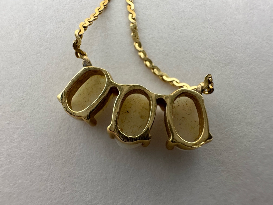 14K Gold Opal Pendant With 14K Gold Chain 15' Necklace 2.3g [Photo 12]