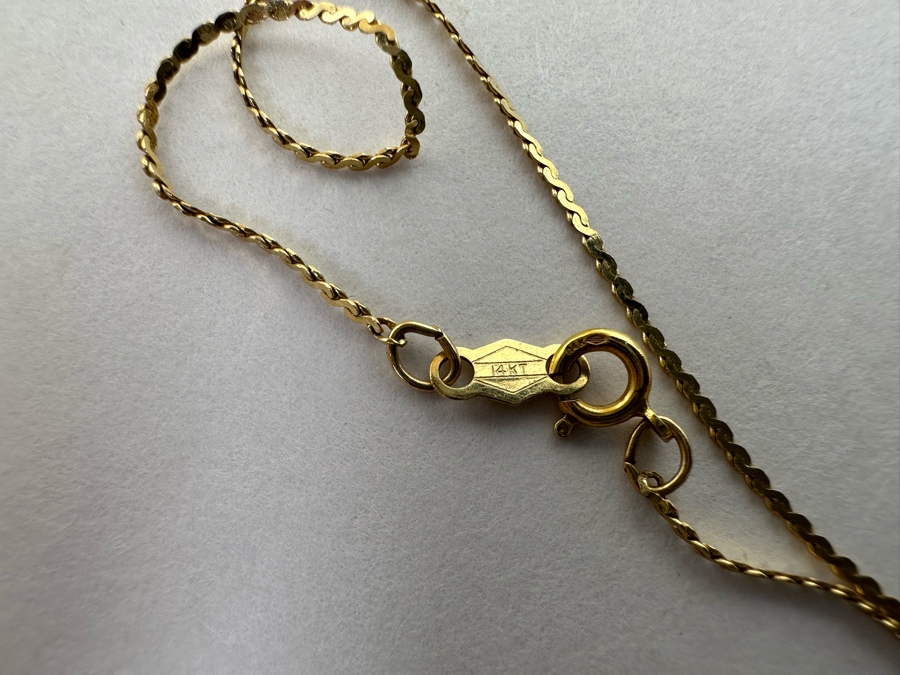 14K Gold Opal Pendant With 14K Gold Chain 15' Necklace 2.3g [Photo 7]