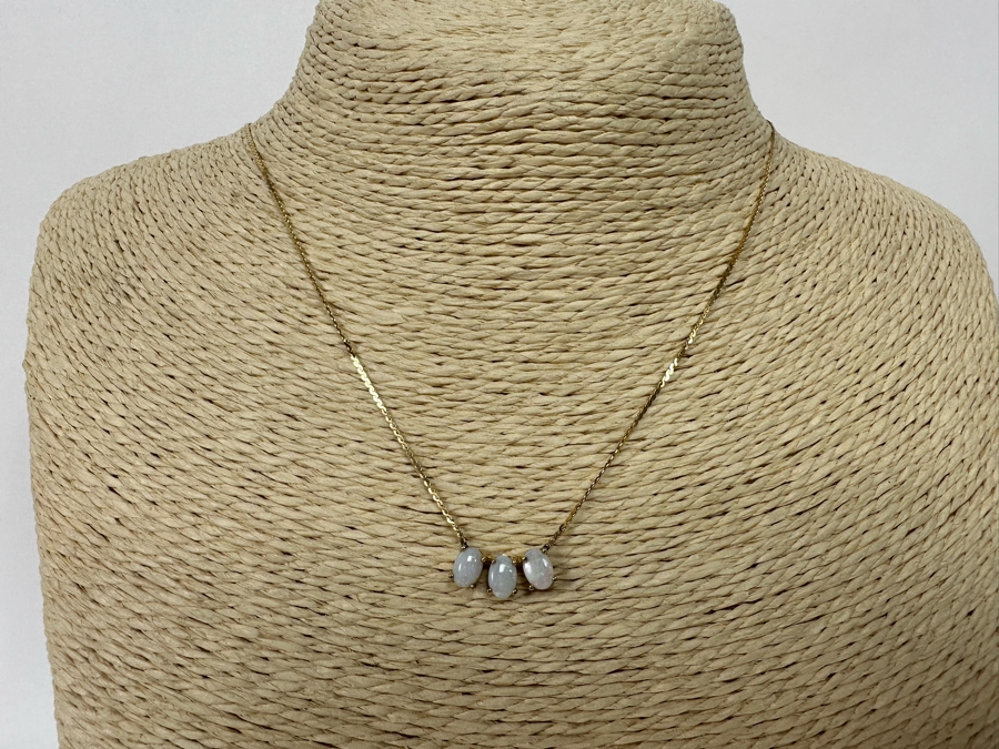 14K Gold Opal Pendant With 14K Gold Chain 15' Necklace 2.3g [Photo 4]