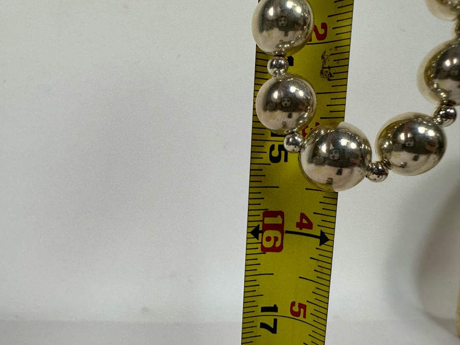 Stunning Sterling Silver Graduated SS Beaded 30' Necklace 60.6g [Photo 11]