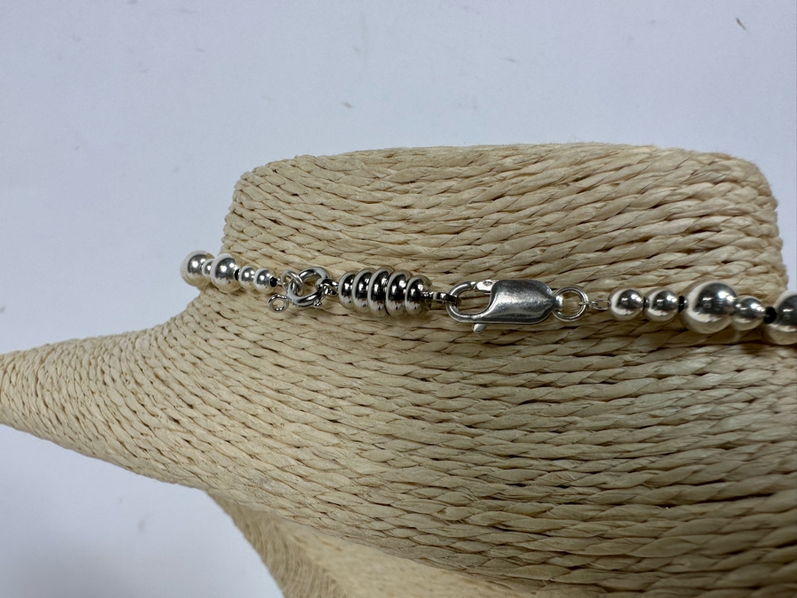Stunning Sterling Silver Graduated SS Beaded 30' Necklace 60.6g [Photo 6]
