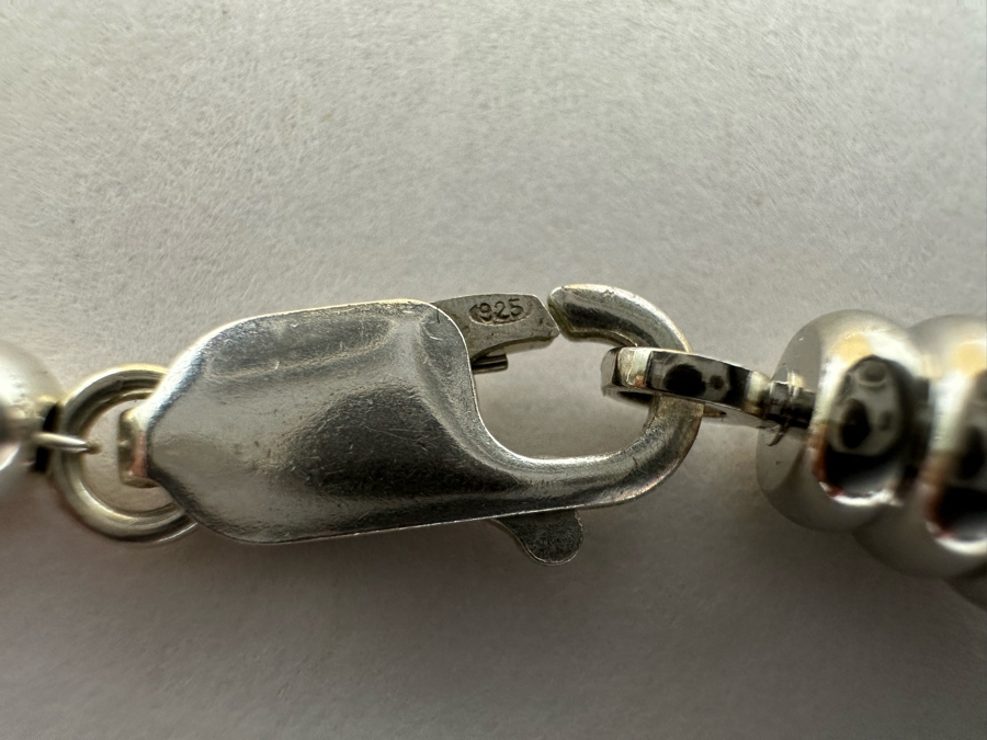 Stunning Sterling Silver Graduated SS Beaded 30' Necklace 60.6g [Photo 10]