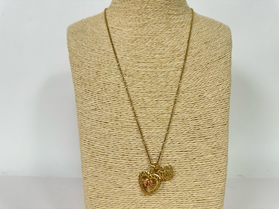 Pair Of 14K Gold Pendants With 14K Gold 22' Rope Chain Necklace 8g [Photo 4]