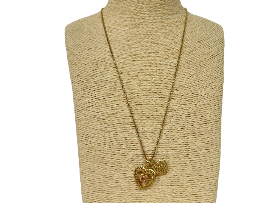 Pair Of 14K Gold Pendants With 14K Gold 22' Rope Chain Necklace 8g [Photo 3]