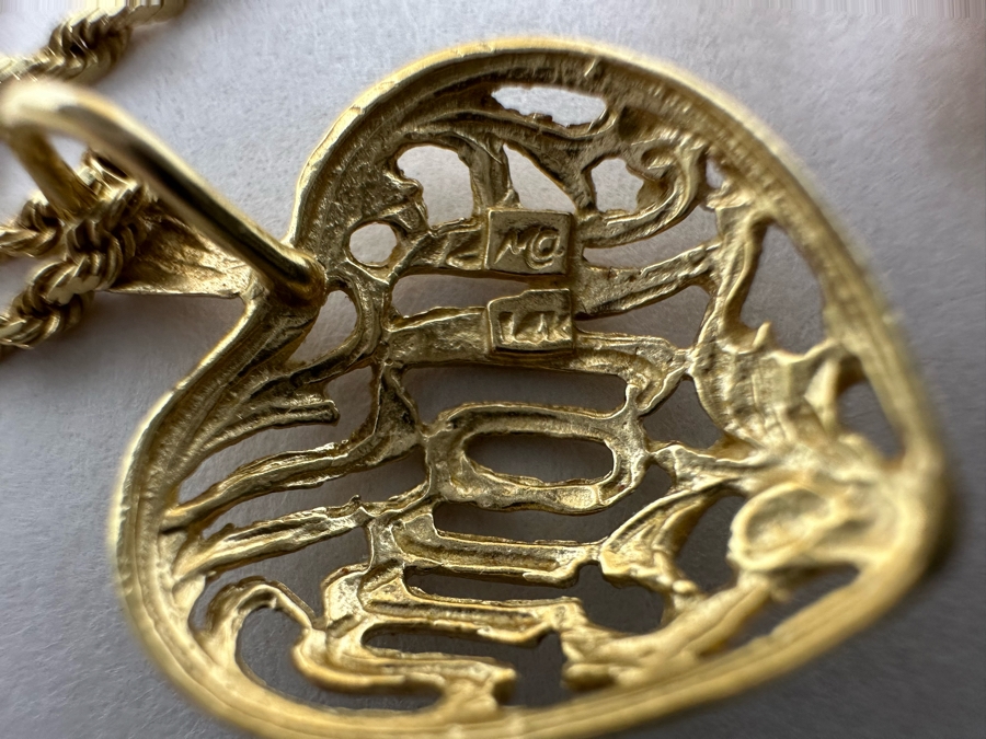 Pair Of 14K Gold Pendants With 14K Gold 22' Rope Chain Necklace 8g [Photo 13]