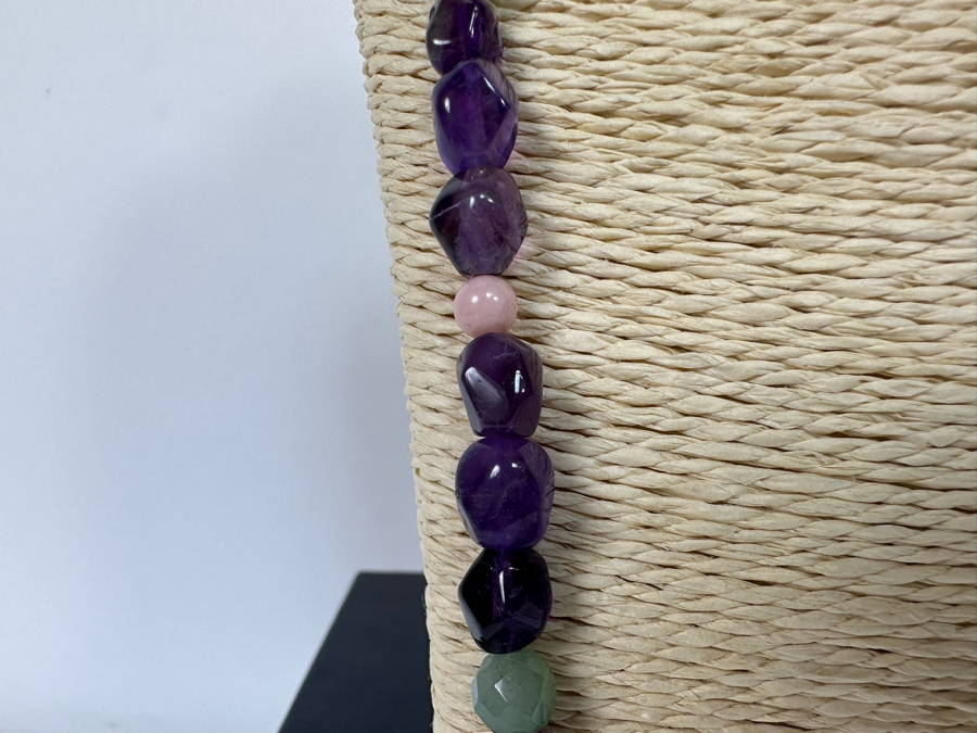 Multi-Stone Beaded 36' Necklace Predominantly Amethyst Stones With Sterling Silver Clasp [Photo 8]