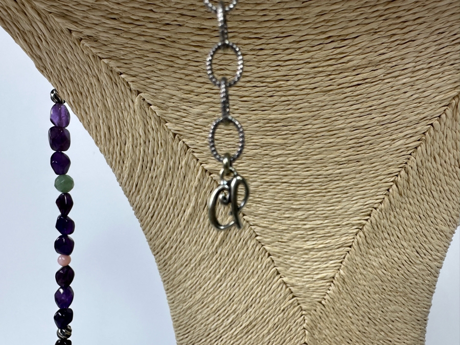 Multi-Stone Beaded 36' Necklace Predominantly Amethyst Stones With Sterling Silver Clasp [Photo 11]