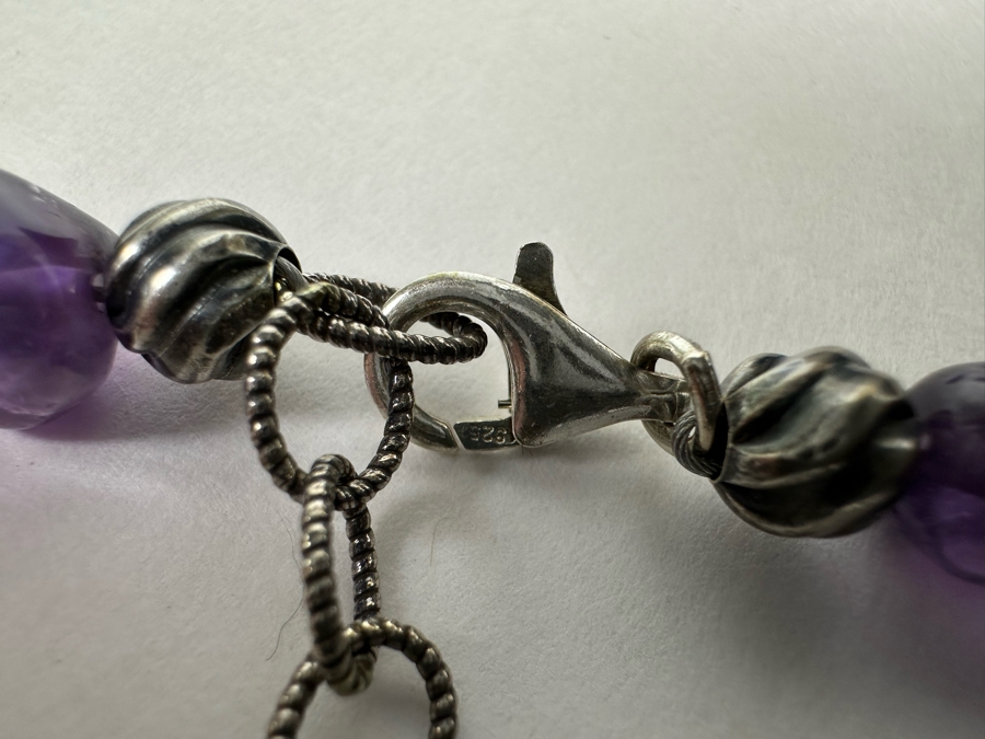 Multi-Stone Beaded 36' Necklace Predominantly Amethyst Stones With Sterling Silver Clasp [Photo 14]