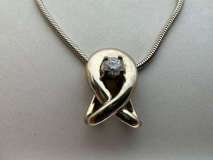 Sterling Silver Pendant With Sterling Silver 18' Necklace 9.9g [Photo 9]
