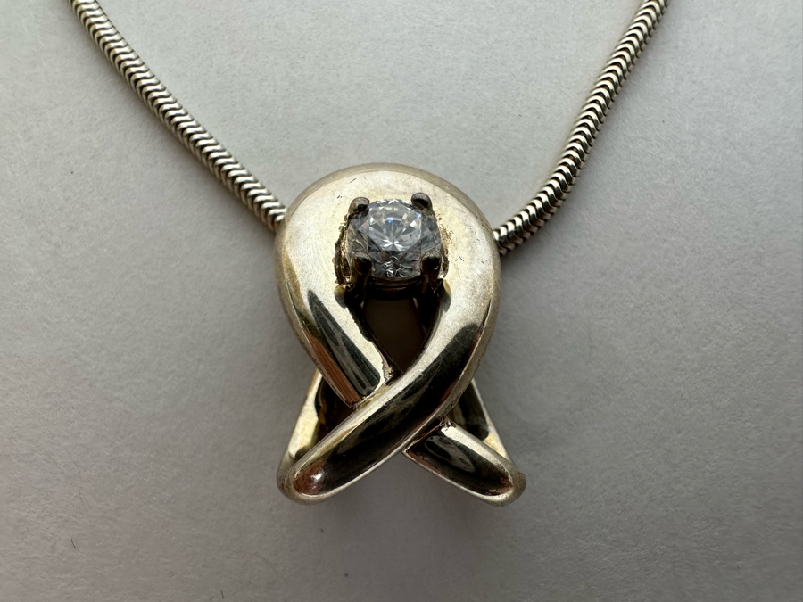 Sterling Silver Pendant With Sterling Silver 18' Necklace 9.9g [Photo 8]