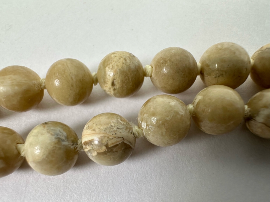 Vintage Japanese Carved Netsuke Pendant Agate Bead 30' Necklace With Onyx And Coins  [Photo 12]