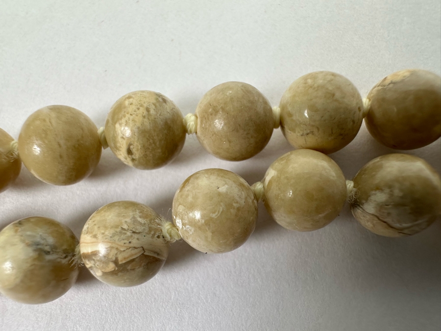 Vintage Japanese Carved Netsuke Pendant Agate Bead 30' Necklace With Onyx And Coins  [Photo 13]