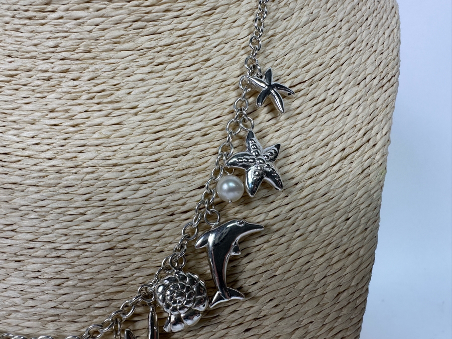 Sterling Silver Nautical Themed Charm 18' Necklace 30.5g [Photo 7]