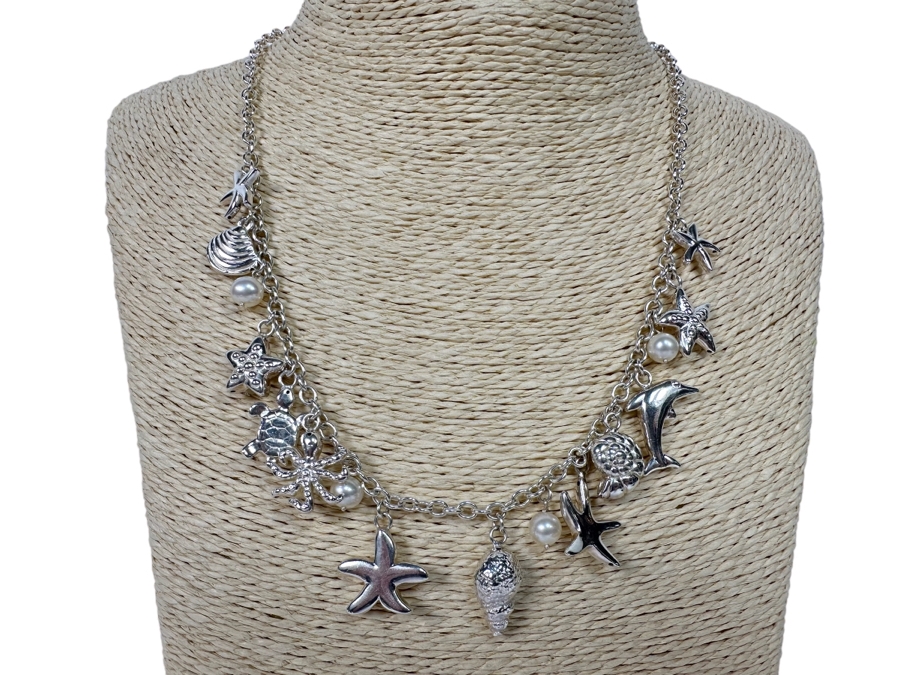 Sterling Silver Nautical Themed Charm 18' Necklace 30.5g [Photo 1]