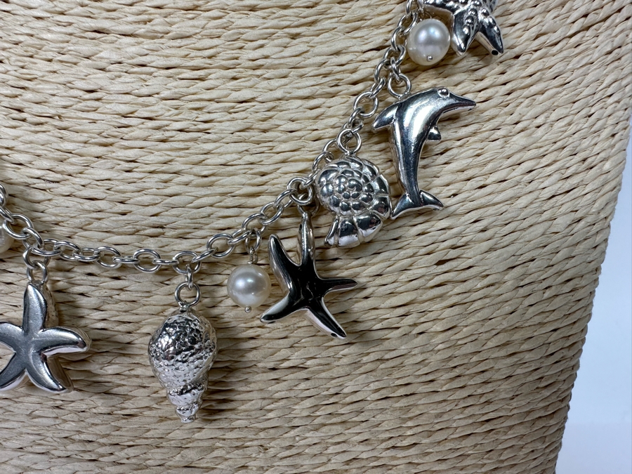 Sterling Silver Nautical Themed Charm 18' Necklace 30.5g [Photo 6]