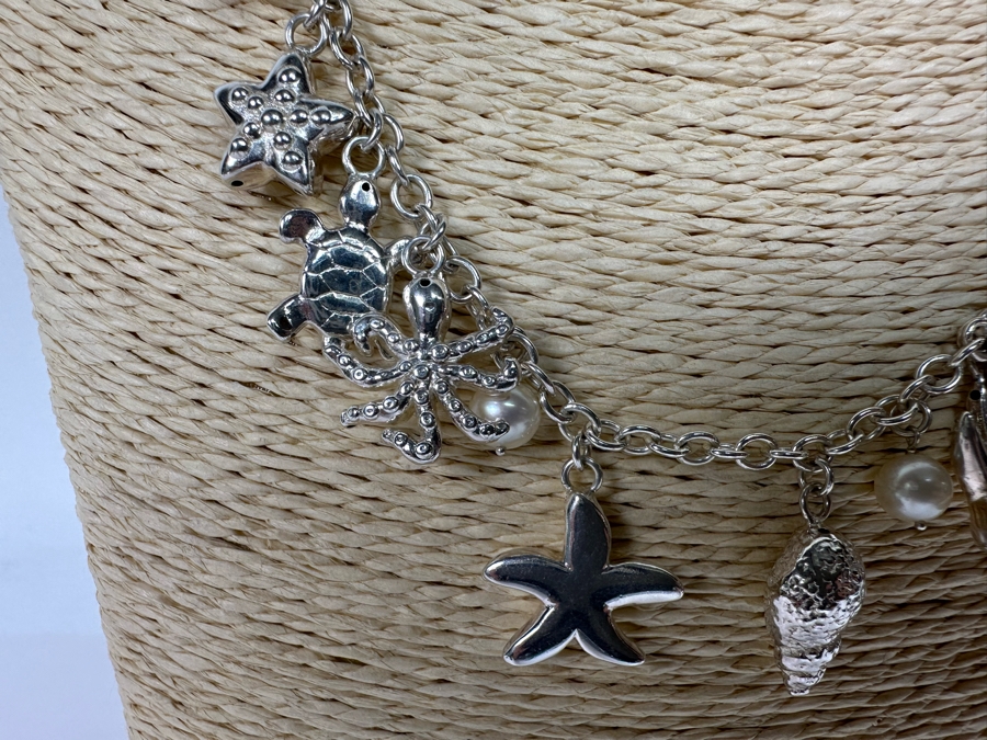 Sterling Silver Nautical Themed Charm 18' Necklace 30.5g [Photo 5]