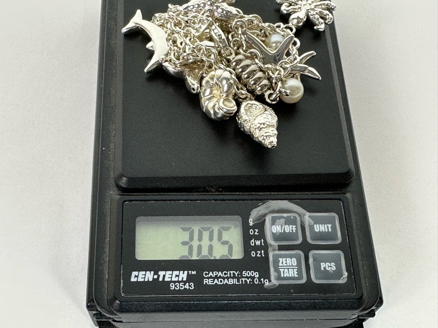 Sterling Silver Nautical Themed Charm 18' Necklace 30.5g [Photo 13]