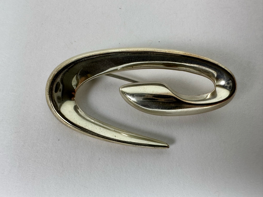 Modernist Sterling Silver Brooch Pin 7.1g