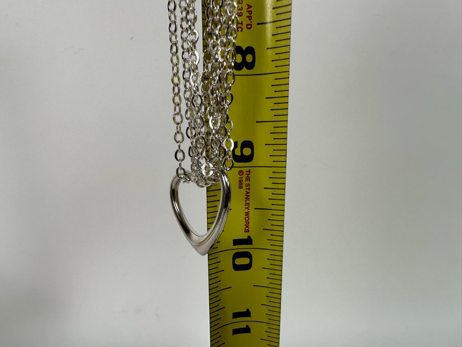 .999 Pure Silver Heart Pendant Multi-Strand 18' Chain Necklace Signed 41.4g [Photo 15]