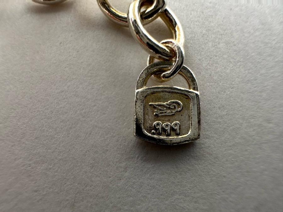 .999 Pure Silver Heart Pendant Multi-Strand 18' Chain Necklace Signed 41.4g [Photo 12]