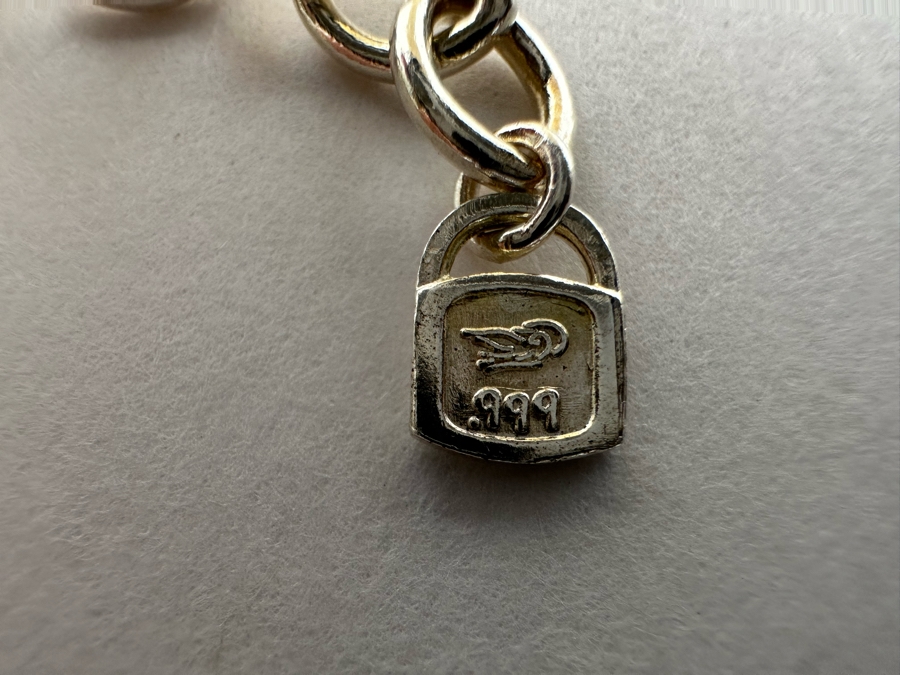 .999 Pure Silver Heart Pendant Multi-Strand 18' Chain Necklace Signed 41.4g [Photo 11]