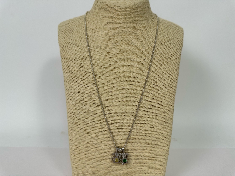 Sterling Silver Italian Bead 24' Necklace With Pair Of Sterling Silver Pendants 9.7g [Photo 3]