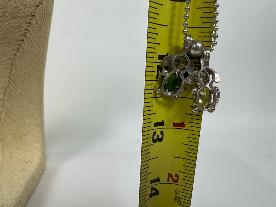 Sterling Silver Italian Bead 24' Necklace With Pair Of Sterling Silver Pendants 9.7g [Photo 9]