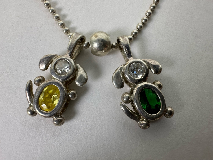 Sterling Silver Italian Bead 24' Necklace With Pair Of Sterling Silver Pendants 9.7g [Photo 6]