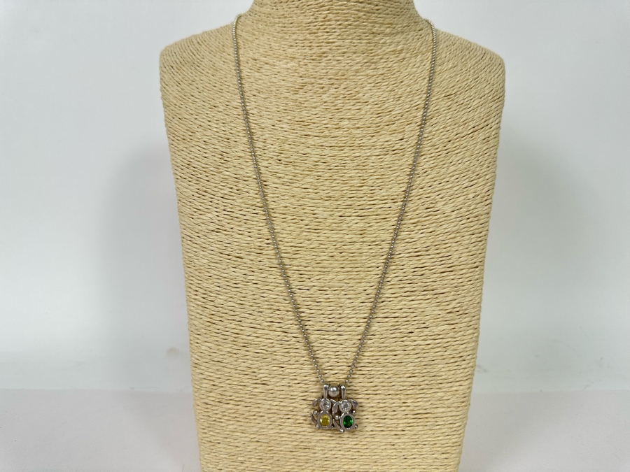 Sterling Silver Italian Bead 24' Necklace With Pair Of Sterling Silver Pendants 9.7g [Photo 2]