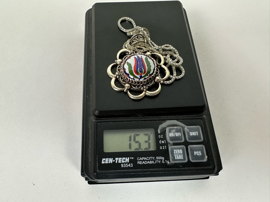 Sterling Silver Pendant From Turkey With Sterling Silver 18' Chain Necklace 15.3g [Photo 13]