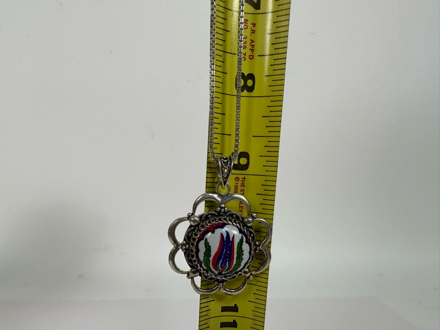 Sterling Silver Pendant From Turkey With Sterling Silver 18' Chain Necklace 15.3g [Photo 12]