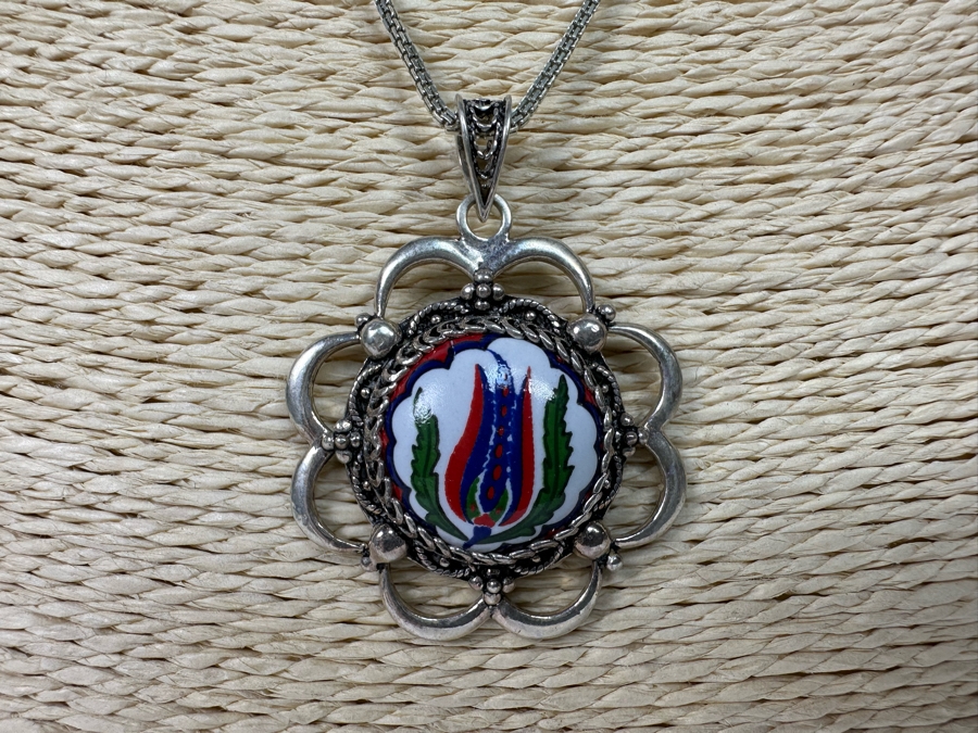 Sterling Silver Pendant From Turkey With Sterling Silver 18' Chain Necklace 15.3g [Photo 4]