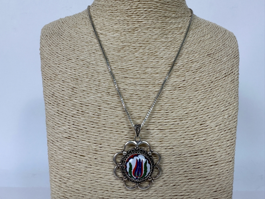 Sterling Silver Pendant From Turkey With Sterling Silver 18' Chain Necklace 15.3g [Photo 3]