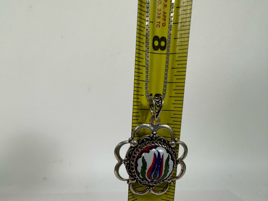 Sterling Silver Pendant From Turkey With Sterling Silver 18' Chain Necklace 15.3g [Photo 11]