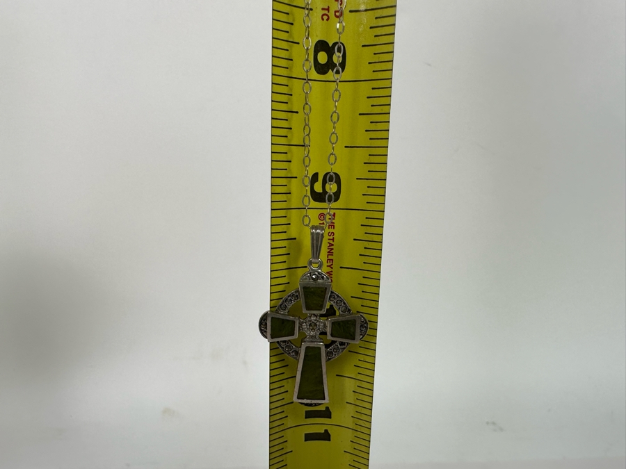 Vintage Hallmarked Sterling Silver Cross Pendant With 18' Sterling Silver Chain Necklace 7.2g [Photo 11]