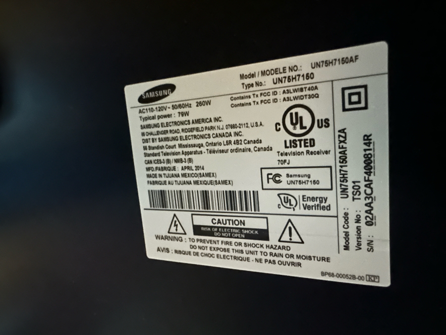 Samsung 74.6' Full HD Smart TV Model No UN75H7150AF [CR] [Photo 7]
