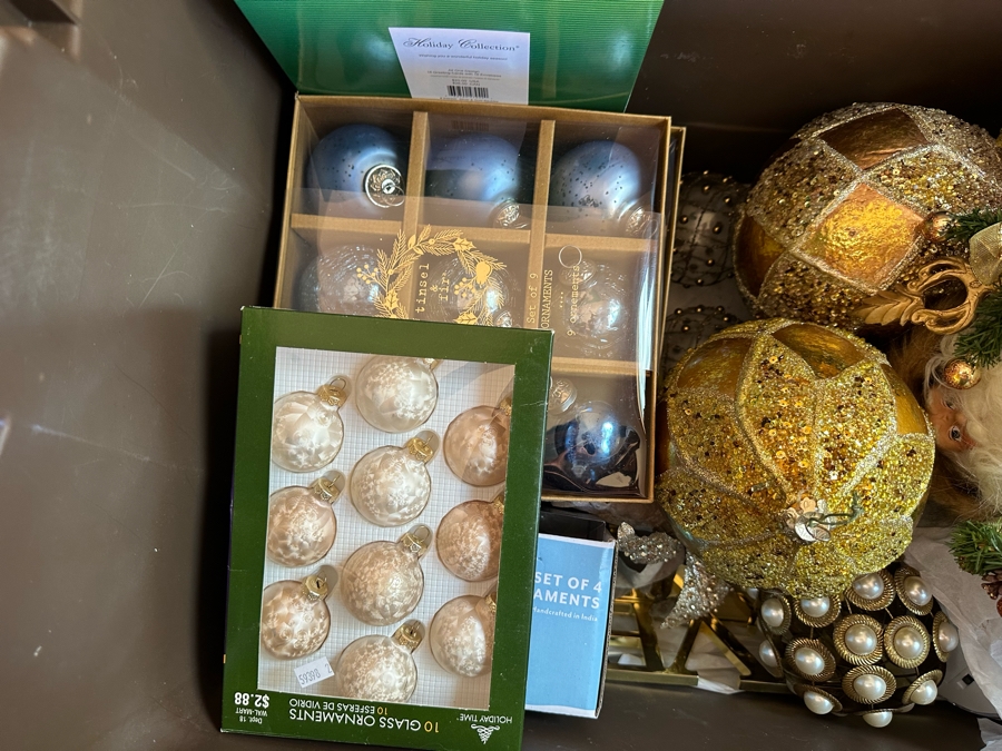 Two Bins Of Gold Tone Christmas Decorations [CR] [Photo 3]