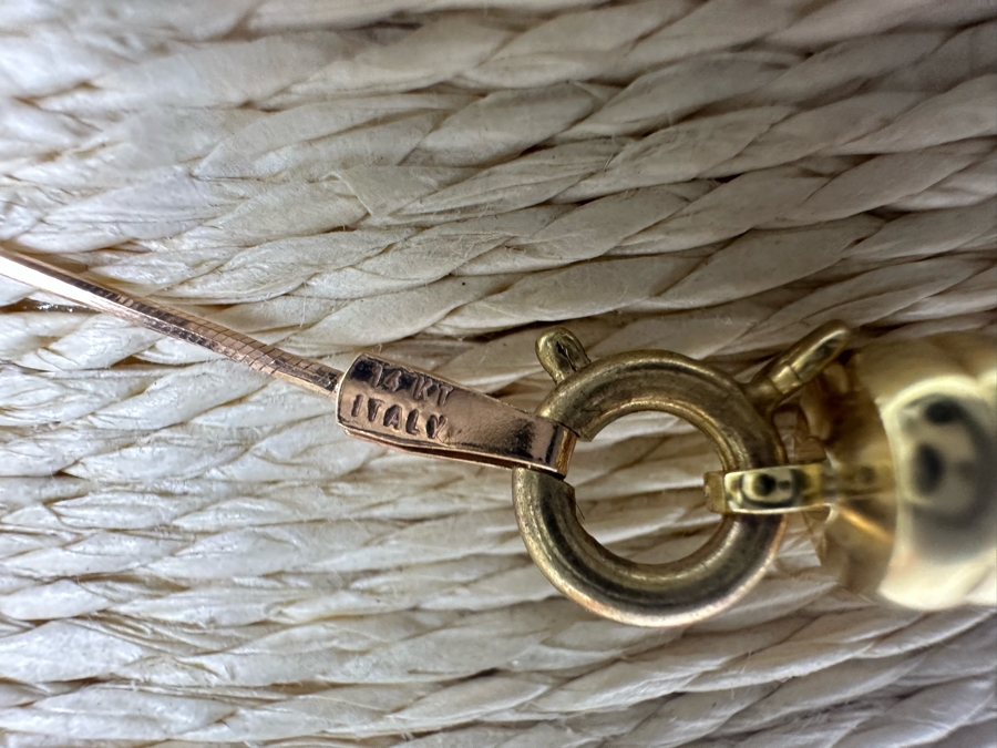 14K Gold 16' Gold Bead Necklace 5.6g [Photo 6]