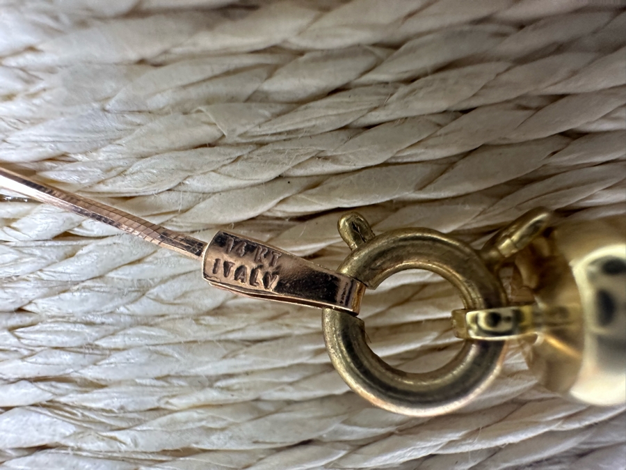 14K Gold 16' Gold Bead Necklace 5.6g [Photo 5]