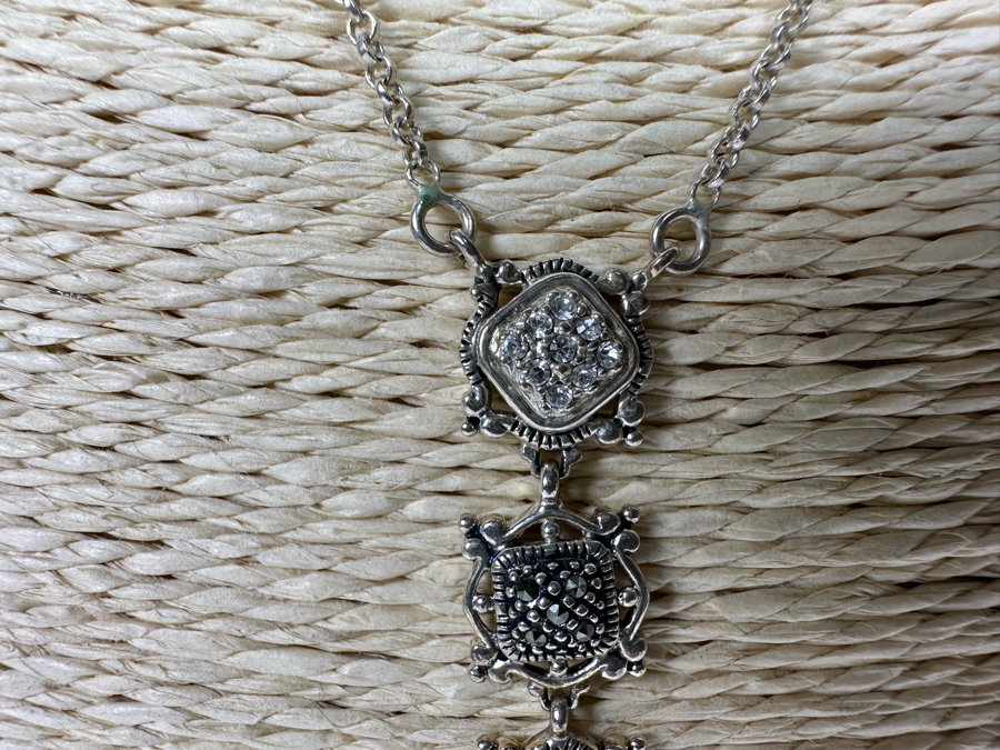 Stunning Sterling Silver Pendant 18' Chain Necklace From Thailand 10.2g [Photo 7]