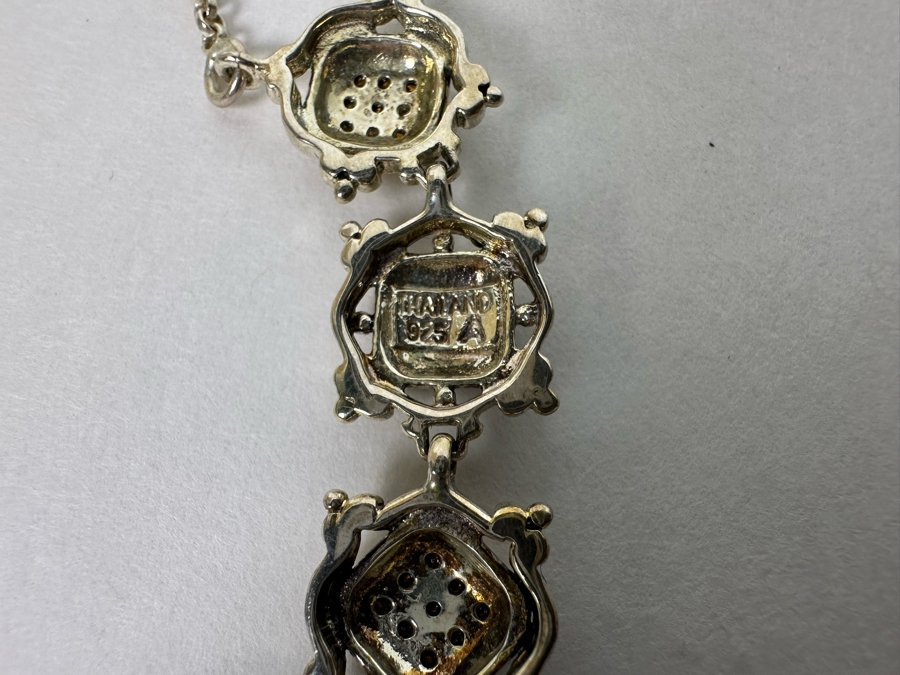 Stunning Sterling Silver Pendant 18' Chain Necklace From Thailand 10.2g [Photo 12]