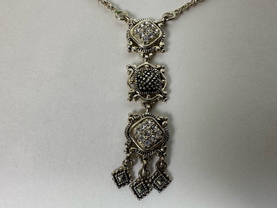 Stunning Sterling Silver Pendant 18' Chain Necklace From Thailand 10.2g [Photo 13]