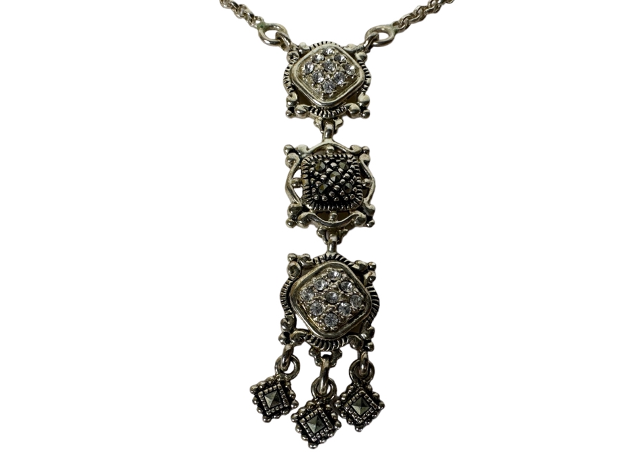 Stunning Sterling Silver Pendant 18' Chain Necklace From Thailand 10.2g [Photo 2]