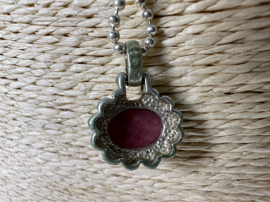 Sterling Silver Pendant With 18' Sterling Silver Ball Chain And Matching Earrings 12.3g [Photo 9]