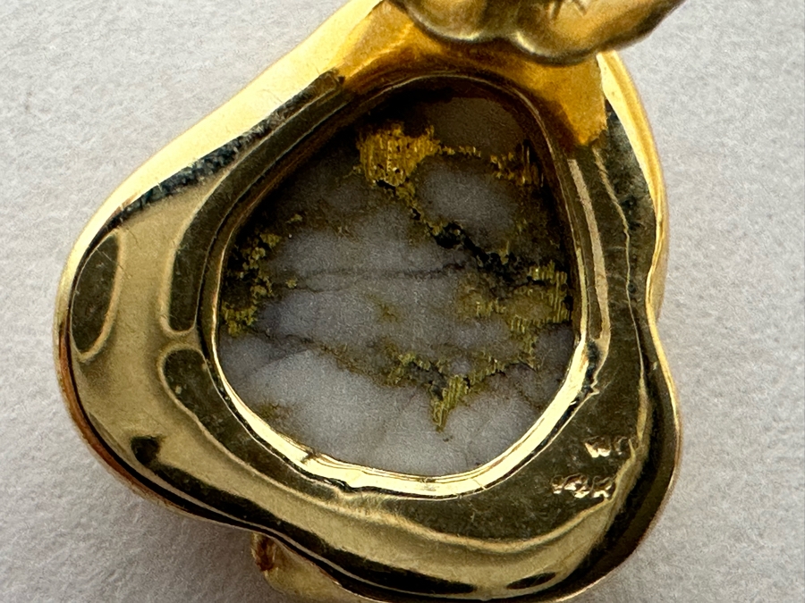 Stunning Pair Of 14K Gold Earrings With Gold Veined Quartz Stones 3.9g [Photo 13]