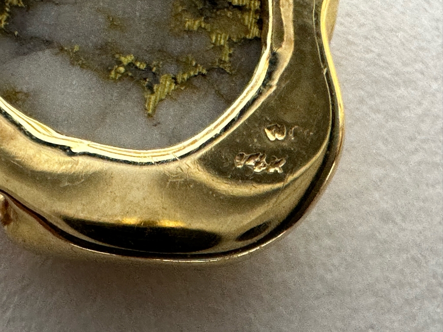 Stunning Pair Of 14K Gold Earrings With Gold Veined Quartz Stones 3.9g [Photo 11]