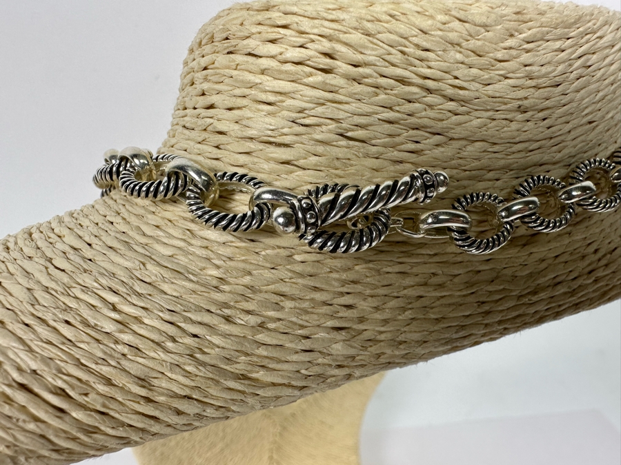 Stunning Sterling Silver Faceted Stone Pendant With Sterling Silver 18' Chain Necklace 56.2g [Photo 9]