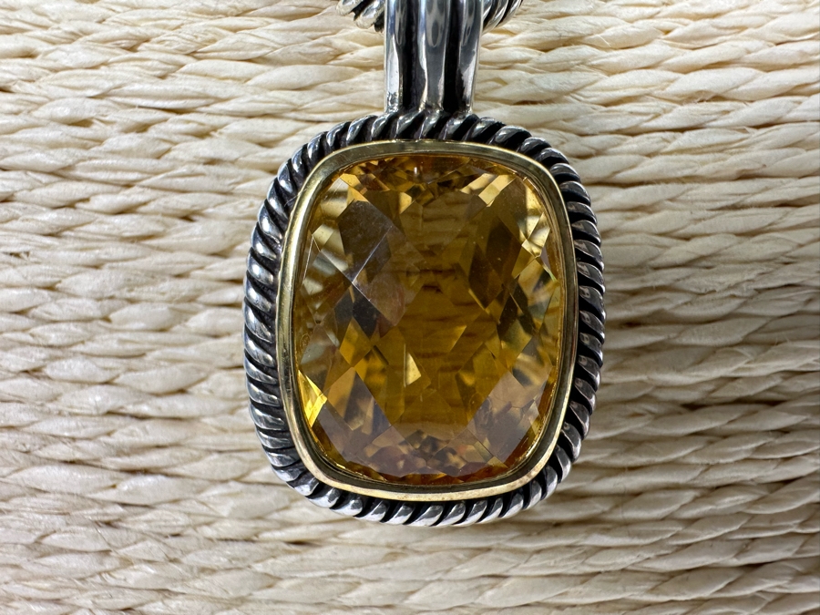 Stunning Sterling Silver Faceted Stone Pendant With Sterling Silver 18' Chain Necklace 56.2g [Photo 6]