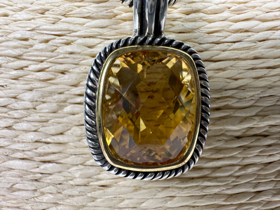 Stunning Sterling Silver Faceted Stone Pendant With Sterling Silver 18' Chain Necklace 56.2g [Photo 5]