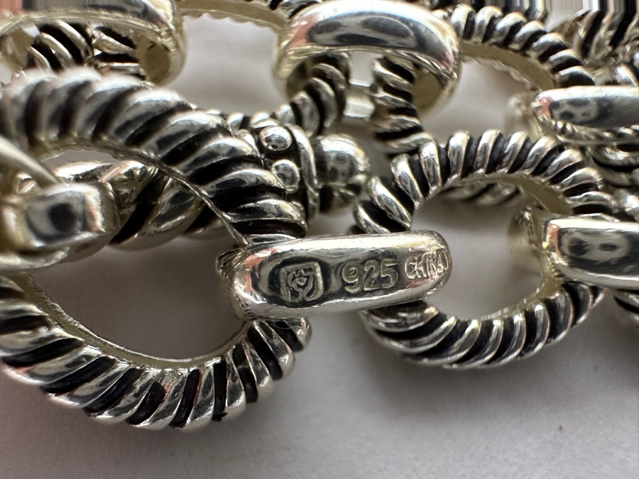 Stunning Sterling Silver Faceted Stone Pendant With Sterling Silver 18' Chain Necklace 56.2g [Photo 12]